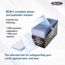 100 Count Card Toploader & Sleeve Combo Pack by BCW (Sports cards, Pokemon, One Piece, Magic & more.)