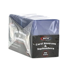 100 Count Card Toploader & Sleeve Combo Pack by BCW (Sports cards, Pokemon, One Piece, Magic & more.)