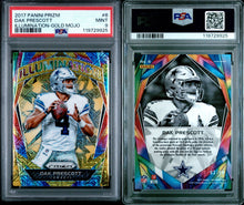 2017 Panini Prizm Football Card Dak Prescott Gold Mojo 3/10 Illumination PSA 9