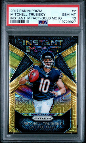 2017 Panini Prizm Football Card Mitchell Trubisky Instant Impact Gold Mojo RC 9/10 PSA 10