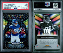 2017 Panini Prizm Football Card Evan Engram Instant Impact Black Finite RC 1/1 PSA 9
