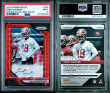 2018 Panini Prizm Football Card Fred Warner Red Wave Rookie Auto /199 PSA 9