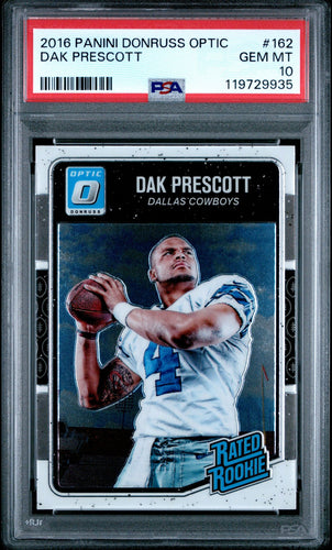 2016 Panini Donruss Optic Football Card Dak Prescott RC #162 PSA 10