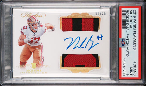2019 Panini Flawless Football Card Nick Bosa Rookie Dual Patch Auto PSA 9