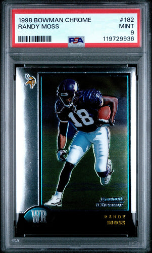 1998 Bowman Chrome Football Card Randy Moss RC #182 PSA 9