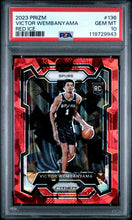 2023-24 Prizm Basketball Card Victor Wembanyama Red Ice Prizm RC #136 PSA 10