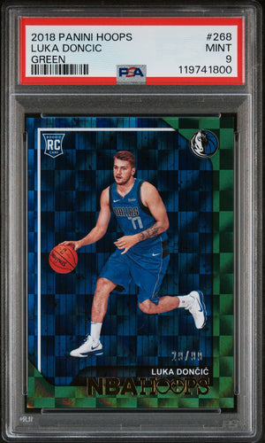 2018-19 Panini Hoops Basketball Card Luka Doncic Green RC Parallel PSA 9