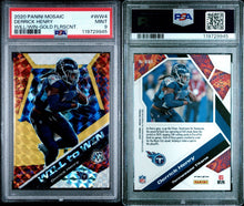 2020 Panini Mosaic Football Card Derrick Henry Will To Win Gold Fluorescent Prizm 20/20 PSA 9