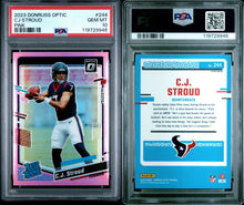 2023 Panini Donruss Optic Football Card C.J. Stroud Pink Holo Prizm RC #244 PSA 10