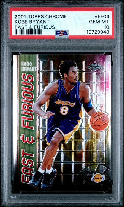 2001-02 Topps Chrome Basketball Card Kobe Bryant Fast & Furious #FF06 PSA 10