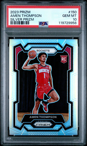 2023-24 Prizm Basketball Card Amen Thompson Silver Prizm RC #150 PSA 10