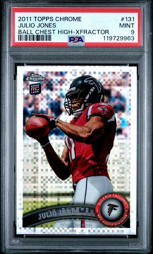 2011 Topps Chrome Football Card Julio Jones X-Fractor Refractor RC #131 (Ball Chest High) PSA 9