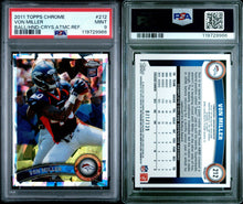2011 Topps Chrome Football Card Von Miller Crystal Atomic Refractor /139 RC #212 (Ball in Hands) PSA 9