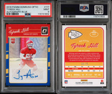 2016 Panini Donruss Optic Football Card Tyreek Hill Blue Holo Rookie Auto /75 PSA 9