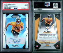 2017 Panini Prizm Football Card T.J. Watt Rookie Autographs #TJ PSA 9