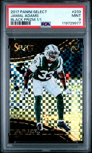2017 Panini Select Football Card Jamal Adams Field Level Black Prizm RC #233 1/1 PSA 9