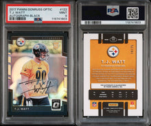 2017 Panini Donruss Optic Football Card T.J. Watt Black Holo Rookie Auto /25 PSA 9
