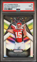 2017 Panini Prizm Football Card Patrick Mahomes Instant Impact PSA 9