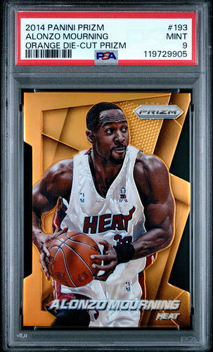 2014-15 Panini Prizm Basketball Card Alonzo Mourning Orange Die-Cut Prizm /139 PSA 9