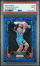 2023-24 Prizm Basketball Card Cason Wallace Blue Sparkle Prizm RC /144 PSA 9