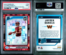 2024 Panini Donruss Football Card Jayden Daniels Optic Preview Red Pandora Rated Rookie PSA 9