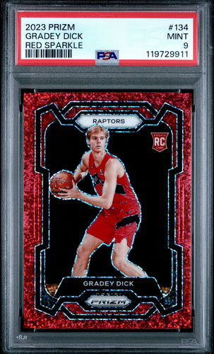 2023-24 Prizm Basketball Card Gradey Dick Red Sparkle Prizm RC PSA 9