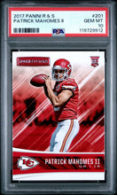 2017 Panini Rookies & Stars Football Card Patrick Mahomes Rookie #201 PSA 10 (A)