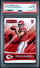 2017 Panini Rookies & Stars Football Card Patrick Mahomes Rookie #201 PSA 10 (B)