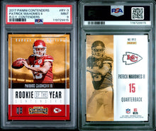 2017 Panini Contenders Football Card Patrick Mahomes Rookie of The Yea PSA 9