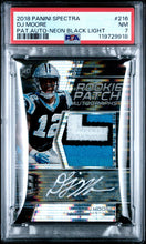 2018 Panini Spectra Football Card DJ Moore Rookie Patch Auto RPA Blacklight /10 PSA 7