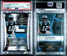 2018 Panini Spectra Football Card DJ Moore Rookie Patch Auto RPA Blacklight /10 PSA 7