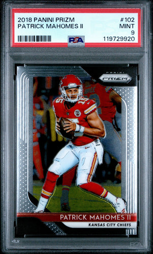 2018 Panini Prizm Football Card Patrick Mahomes #102 PSA 9 (B)