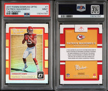 2017 Panini Donruss Optic Football Card Patrick Mahomes The Rookies PSA 9