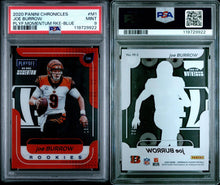 2020 Panini Chronicles Football Card Joe Burrow Playoff Momentum Blue RC /99 PSA 9