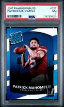 2017 Panini Donruss Football Card Patrick Mahomes Rated Rookie #327 PSA 7