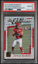 2017 Panini Donruss Football Card Patrick Mahomes The Elite Series Rookie PSA 10