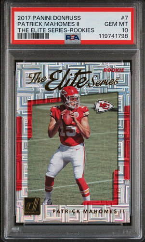 2017 Panini Donruss Football Card Patrick Mahomes The Elite Series Rookie PSA 10
