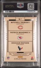 2017 Gold Standard Football Card Mitchell Trubisky Deshaun Watson Patrick Mahomes Jersey Number Triple Memorabilia Patches Newly Minted Prime 15/25 PSA 7