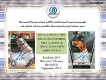 2019 Bowman Chrome Baseball HTA Choice Box Free Mag Sleeves Toploads