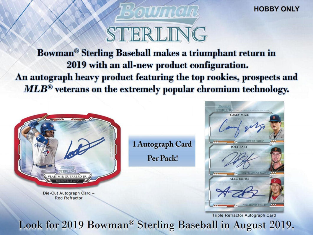 2019 Bowman Sterling Baseball Hobby Box FREE SUPPLIES